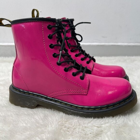 Dr. Martens Kid's Pink Delaney Softy T Leather Lace Up Boots Shoes Size 3 US - Picture 2 of 13